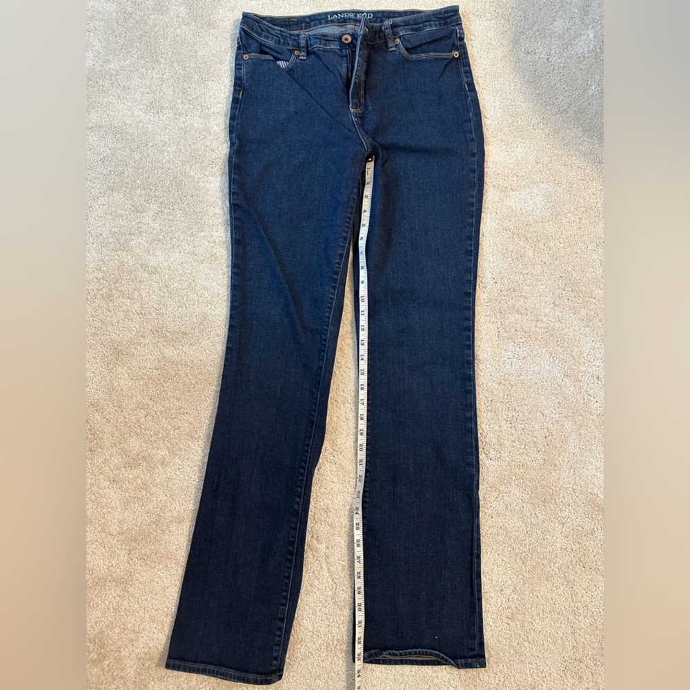 Land’s End dark wash boot cut fit 2 jeans. Size 10, 33” inseam